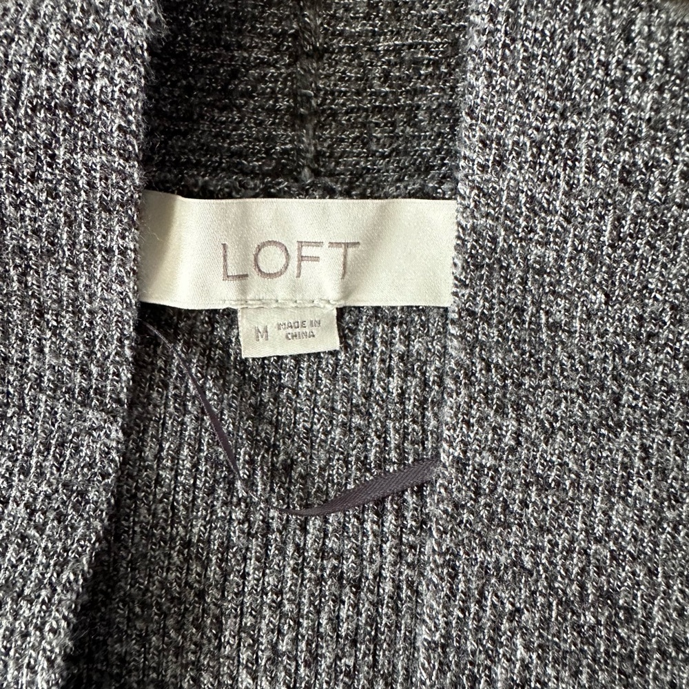 Loft Women’s M Gray Black Marble Knit Long Length Open Cardigan | SKU 0140 - Picture 5 of 6